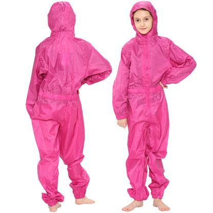 Girls Boys Raincoat Kids Puddle Suit All in One Waterproof Hooded Rainsuit