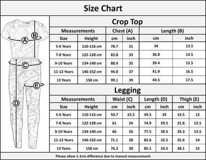 Girls Top Kids Splash Print Stylish Crop Top & Fashion Legging Set Age 7-13 Year