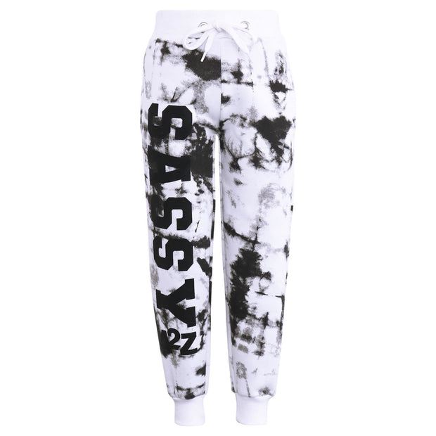 A2Z 4 Kids Girls Tracksuit Designer's Tie Dye Sassy Print Fleece Black Hooded Crop Top Bottom Jogging Suit Joggers Age 5 6 7 8 9 10 11 12 13 Years