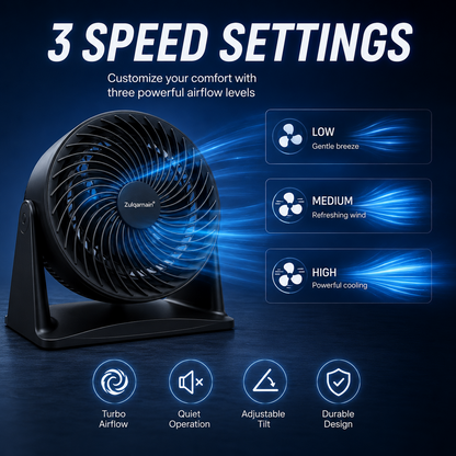 10 Inch Floor Fan Desk Fan 90W High Performance Air Circulator Fan with 5 Blade