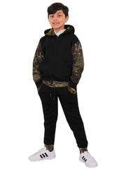 A2Z 4 Kids Unisex Tracksuit Plain And Camo Green Print Contrast Fleece Hoodie With Joggers Jogging Suit Sweatpants Activewear Set Childrens Girls Boys Age 2-3, 3-4, 5-6, 7-8, 9-10, 11-12, 13 Years