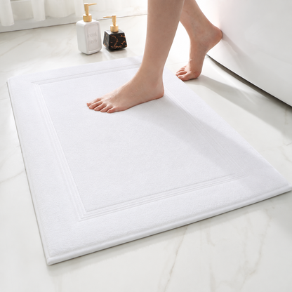 A2Z White Hotel Bath Mat Soft Absorbent Cotton Bathroom Floor Mat