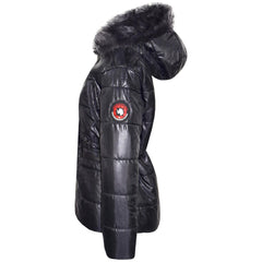 Kids Girls Jackets Puffer Hooded Detachable Faux Fur Wet Look Padded Long Coats