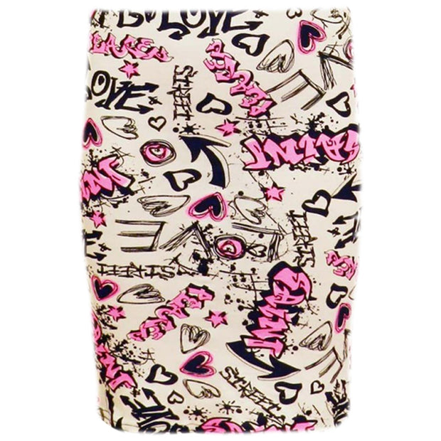 Kids Girls Love Comic Graffiti Print Legging Skater Midi Dress Crop Top Skirt