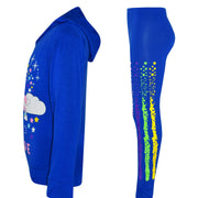 A2Z 4 Kids Girls Dabbing Unicorn Unique Tracksuit Kids Designer's Rainbow Floss Hooded Royal Blue Top & Legging Lounge Wear New Age 7 8 9 10 11 12 13 Years