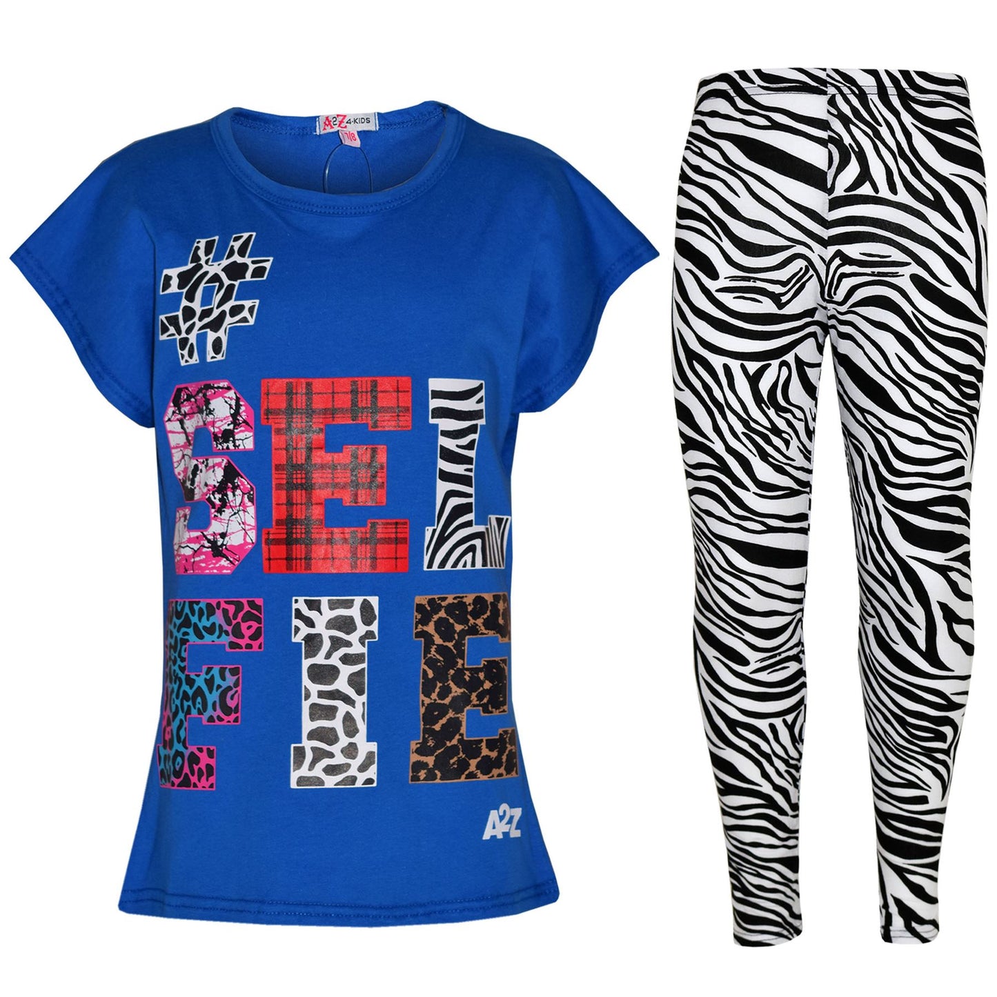 Girls Tops Kids Selfie Print Trendy T Shirt Top & Fashion Legging Set 7-13 Years