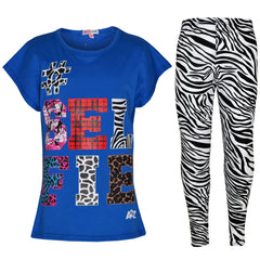 Girls Tops Kids Selfie Print Trendy T Shirt Top & Fashion Legging Set 7-13 Years