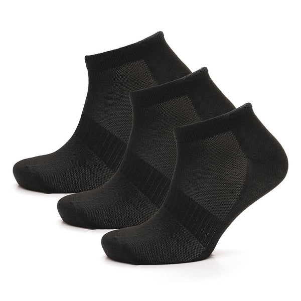 A2Z Mens 3 Pack Trainer Socks Black White Low Cut Sports with Arch Support Mesh