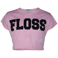 Kids Girls Floss Fashion Crop Top Stylish T Shirt Top & Skater Skirt Set 5-13 Yr