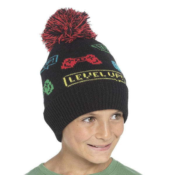 A2Z 4 Kids Boys Hats Game Jacquard Bobble Pom Pom Hat Warm Winter Casual Caps