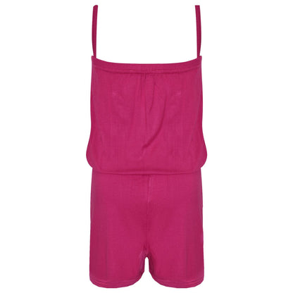 Girls Jumpsuit Kids Plain Color Trendy Playsuit All In One Jumpsuits 5-13 Years