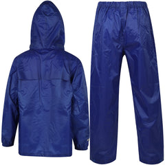 Kids Boys Girls Waterproof Hooded Rain Suit Jacket & Pants Set with Bag 3-14 Yrs
