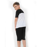 A2Z 4 Kids Two Colour Block Contrast Panel Black Top & Shorts Set Short Sleeves T Shirt Summer Outfit 2 Piece Activewear Girls Boys Age 5-13 Years