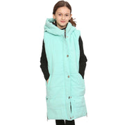 A2Z Kids Girls Down Vest Fashion Oversized Mint Hooded Quilted Gilet Padded Long Line Vest Jacket Long Sleeveless Coat Urban Winter Wear