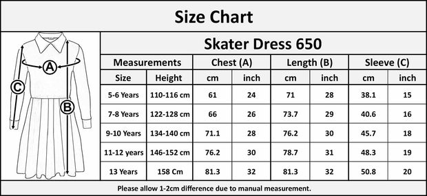 A2Z 4 Kids Girls Skater Dress Long Sleeves Peter Pan Collar Soft Comfortable Party Fashion Skater Dresses Age 7-13 Years - A2Z 4 Kids