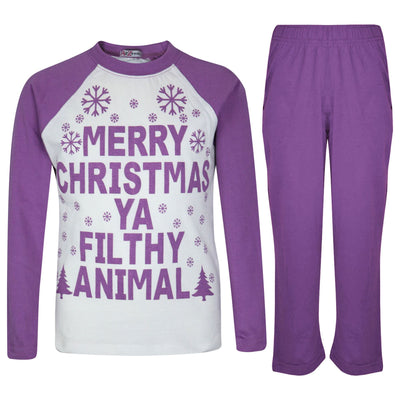 A2Z 4 Kids Girls PJS Merry Christmas Ya Filthy Animal Print Lilac Christmas Pajamas Set Age 2 3 4 5 6 7 8 9 10 11 12 13 Years