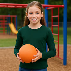A2Z 4 Kids Girls Plain Long Sleeve T Shirt Soft Feel PE School Activewear Shirts