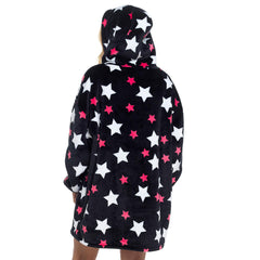 A2Z Ladies Oversized Hoodie Blanket Stars Sherpa Soft Fleece Hooded One Size