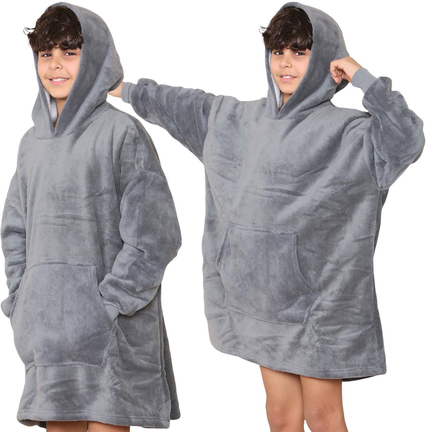 Kids Girls Boys Ultra Soft Oversized Hoodie Snuggle Plush Sherpa Fleece Lining