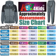 A2Z 4 Kids Kids Girls Boys Hooded Tracksuits Designer's Branded A2Z Originals Badged Zipped Hoodie Charcoal Top & Bottom Contrast Mesh Panels New School Fashion Sports Jogging Suit Running Workout Joggers Age 5 6 7 8 9 10 11 12 13 Years