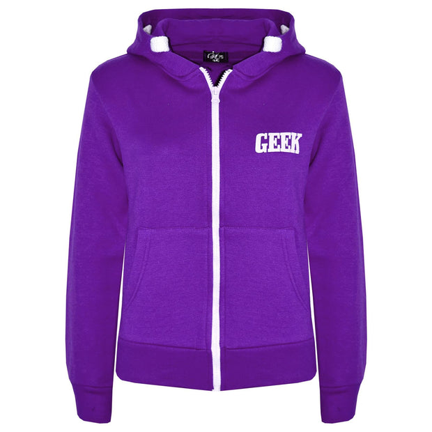 Kids Boys Girls Unisex Jackets Geek Print Fleece Zipper Hooded Hoodie Top Jacket