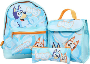 Kids Officially Licensed Bluey Boy Backpack 3 Piece Set Back to School Lunch Bag