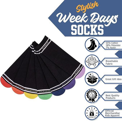 Boys Girls 7 Days Week Socks Cotton Rich Plain Ankle Colourful Heal Toes Socks