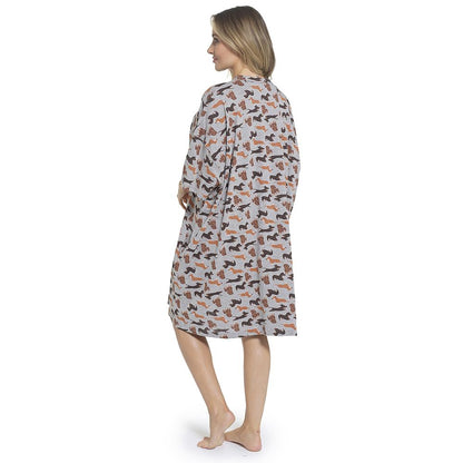 A2Z Ladies Sausage Dog Nightie Grey Soft Cotton Jersey Oversized Sleep Dress