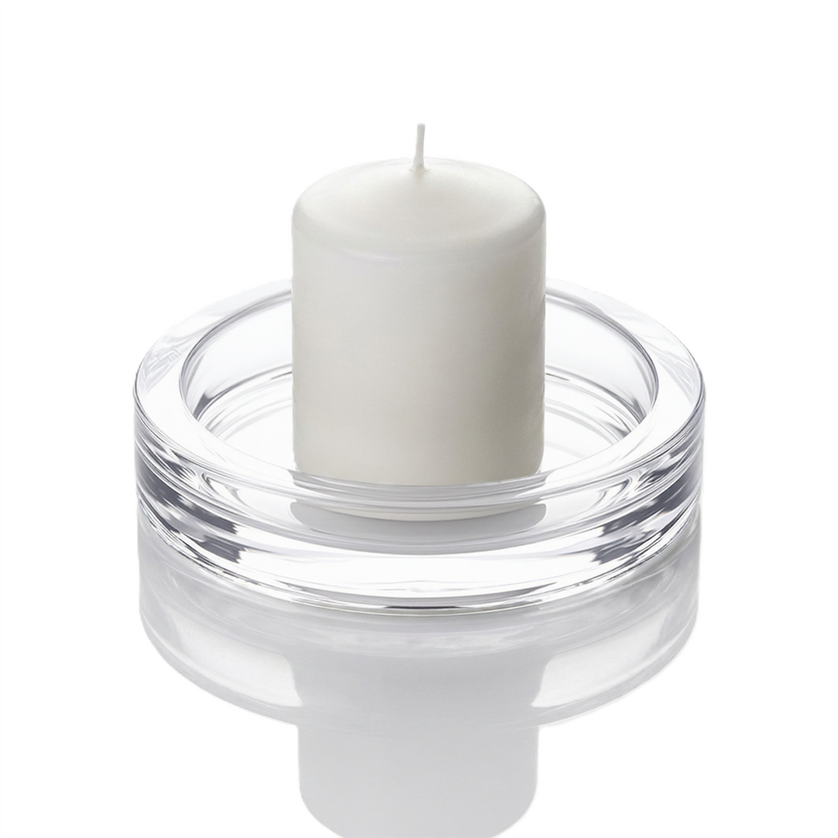 A2Z Round Glass Candle Holder Plate Clear Tea Light Display Tray