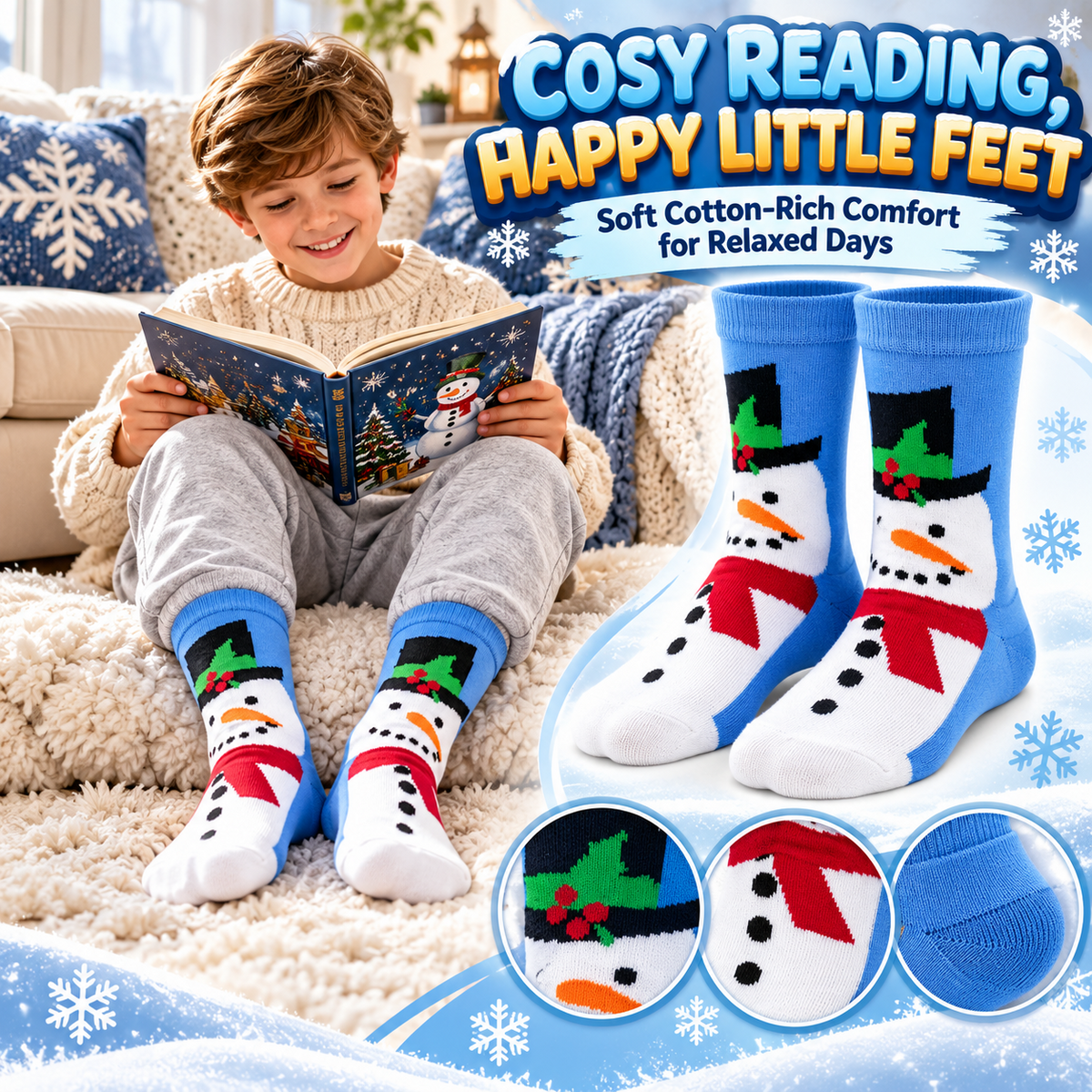 Kids Boys Girls Cotton Rich Christmas Socks Xmas Festive Soft Winter Socks