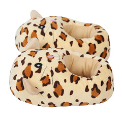 Kids 3D Animal Slippers Soft Plush Non Slip Sole Tiger Leopard Unicorn Shoes