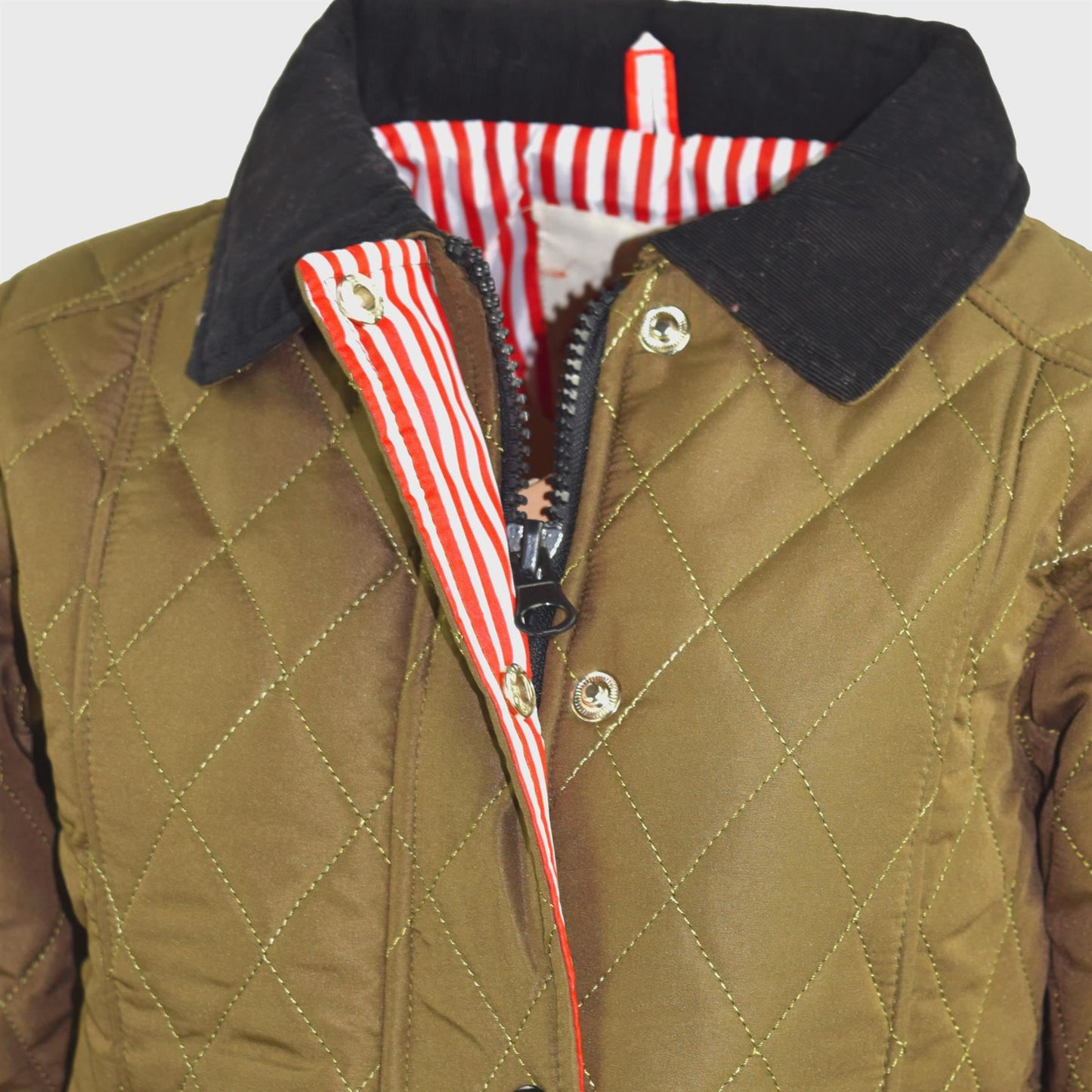 Kids Jackets Girls Quilted Padded Collar Buttoned Zipped Jacket Age 5-13 Years