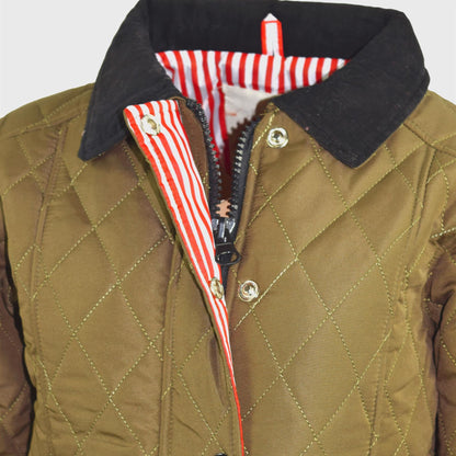 Kids Jackets Girls Quilted Padded Collar Buttoned Zipped Jacket Age 5-13 Years