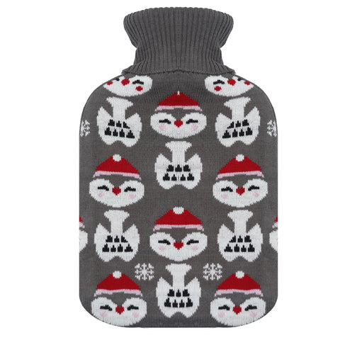 2-Pack Hot Water Bottle Christmas Santa Penguin Polar Bear Xmas 2L Heat Therapy