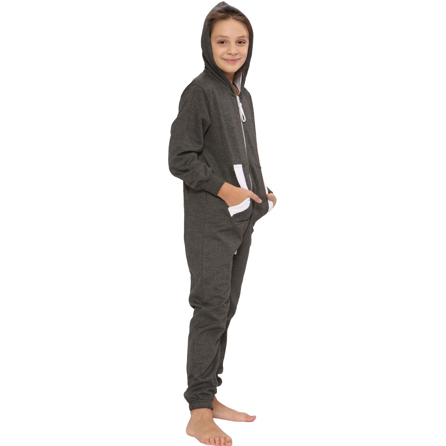 A2Z Onesie One Piece Kids Charcoal Pyjamas Sleepsuit Costume Girls & Boys 5-13 Y