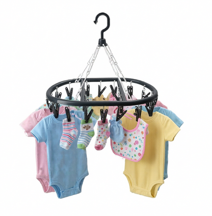 A2Z 20 Peg Clothes Airer Hanger Round Laundry Drying Rack Black White