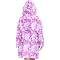 Kids Girls Boys Oversized Hoodie Blue Tartan Printed Snuggle Soft Fleece Blanket
