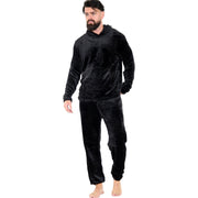 Mens Pyjamas Soft Warm Fleece Adults Hooded Pyjamas 2 Piece Gift Set For Mens