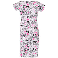 Kids Girls Midi Dress I Love Paris Print Fashion Summer Party Outfit Dresses