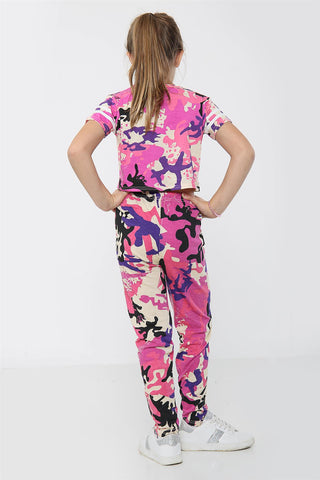 Girls Tops Kids Designer's #Selfie Camouflage Print Crop Top Legging Set 5-13 Yr