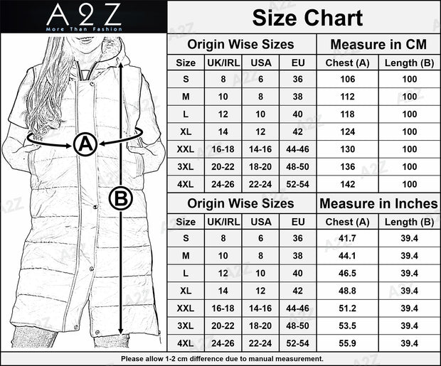 A2Z Ladies Down Vest Oversized Hooded Silver Zipped Quilted Gilet Padded Long Line Vest Black Jacket Long Sleeveless Fashion Coat S/M/L/XL/XXL/3XL/4XL