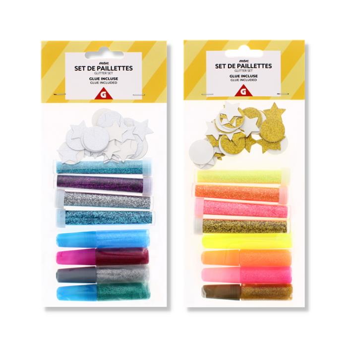 A2Z Glitter Glue Set With Glitter Foam Shapes For Arts And Crafts Kids