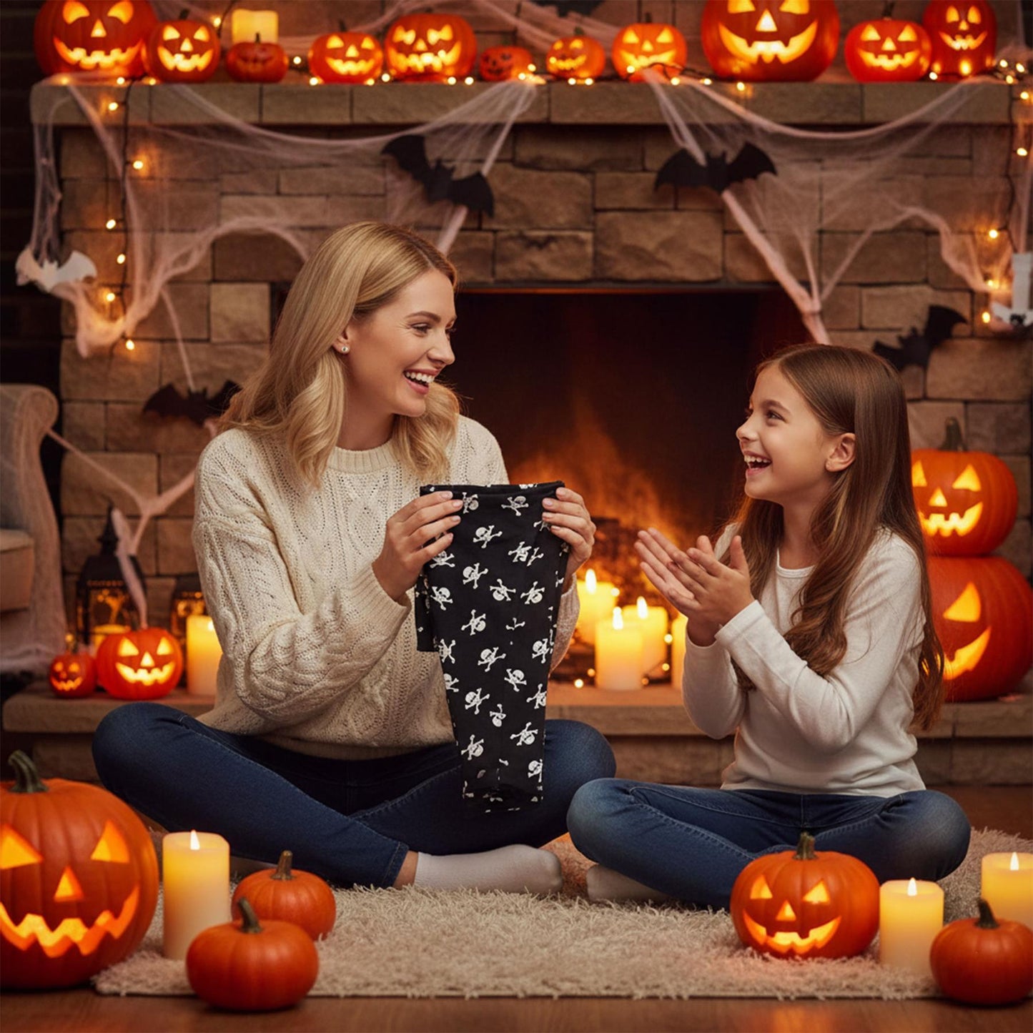 Kids Girls Skull Print Crop Top Legging Skater Dress Halloween Costume 7-13 Year