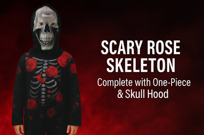 A2Z 4 Kids Boys Girls Rose Skeleton Halloween Costume Fancy Dress with Hooded