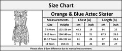 Kids Girls Orange & Blue Aztec Print Skater Skirt Midi Dress Crop Top Legging