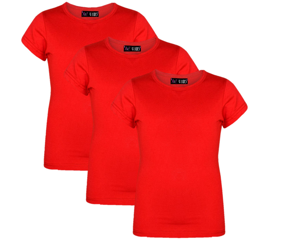 Kids Girls Short Sleeves 3 Pack T Shirts Trendy Stylish Breathable Summer Top