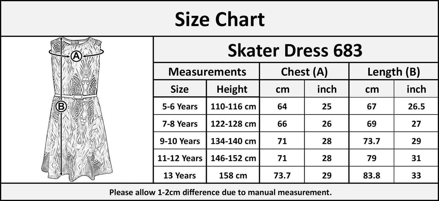 Kids Girls Skater Dress Sleeveless Pink Party Fashion Summer Dresses Age 5-13