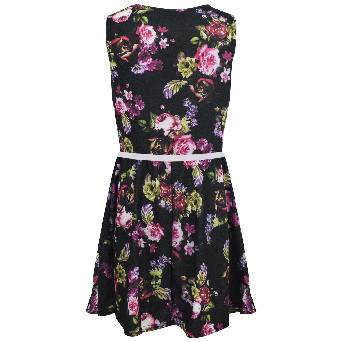 Kids Girls Skater Dress Sleeveless Floral Style Wear Age 5-13 Years