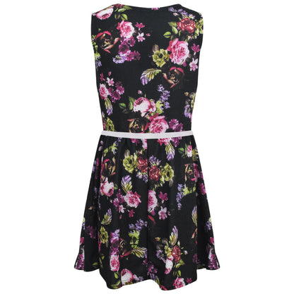 Kids Girls Skater Dress Sleeveless Floral Style Wear Age 5-13 Years