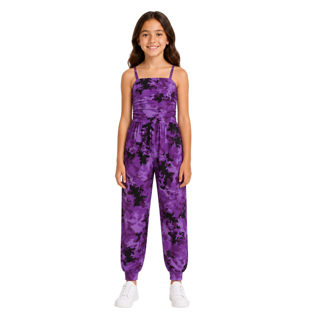 Girls Jumpsuit Kids Plain Color Trendy Playsuit All In One Jumpsuits 5-13 Years